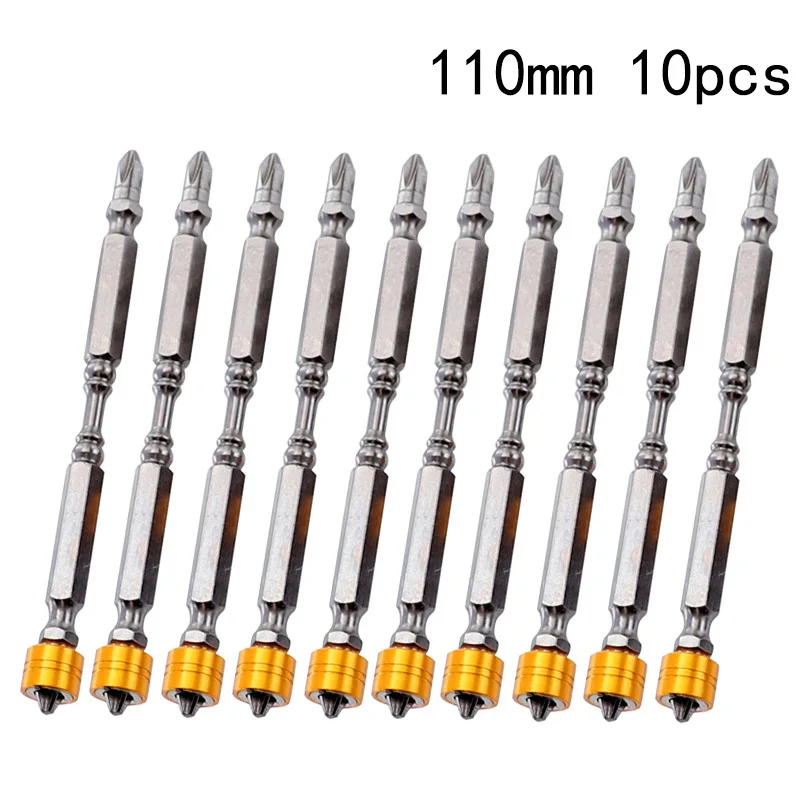 110mm-10pcs Набор отверток 65 мм/110 мм Phillips сильный магнит драйвер D1 сталь с двойной головкой шестигранный хвостовик Намагничивающее кольцо - Цвет: 110mm-10pcs