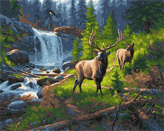 PAINTBOY Олень в рамке, сделай сам, живопись по номерам и каллиграфия, акриловая живопись, настенная живопись, домашний декор для гостиной