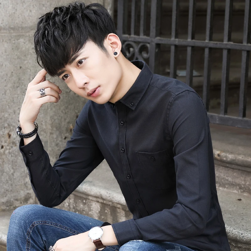 New fashion Long Sleeve Shirt Men's Spring Festival Korean version of self cultivation Youth casual shirt style | Мужская одежда