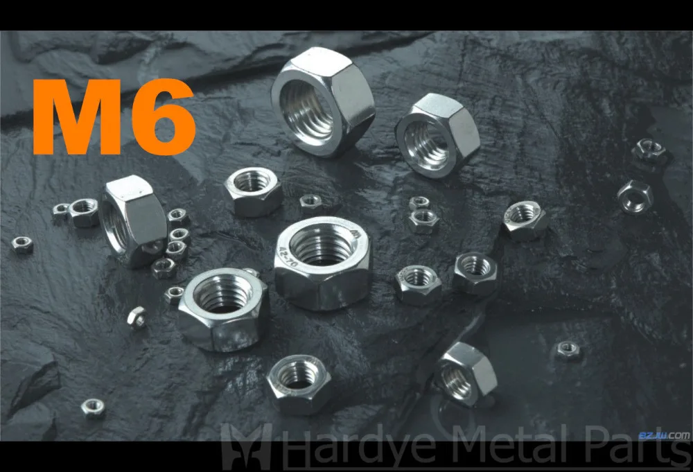 

100pcs/lot DIN934 M6 Stainless steel hex nut SS304