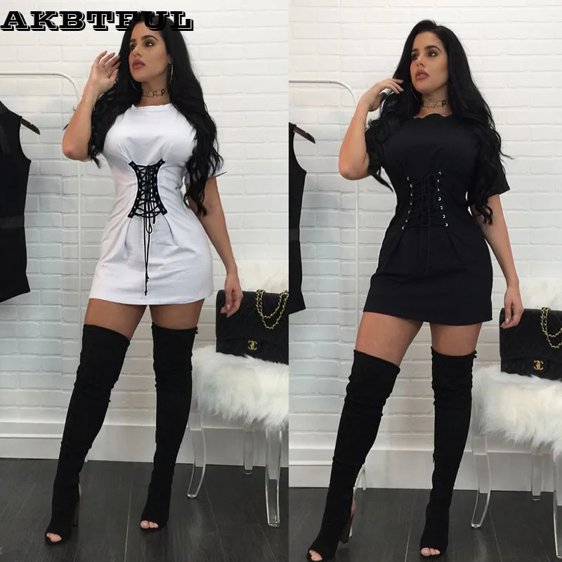 Летнее женское пляжное платье Boho однотонное с коротким рукавом Туника Бандажное