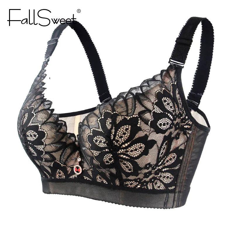 FallSweet Plus Size Women Bras Underwire Lace Brassiere Push Up D DD Cup Sexy Underwear 105 110
