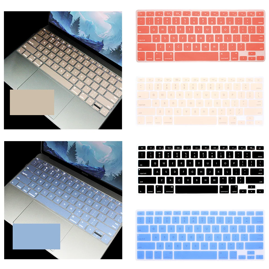 Цветной силиконовый чехол для клавиатуры защитный Apple Macbook Air 11 мягкие наклейки на