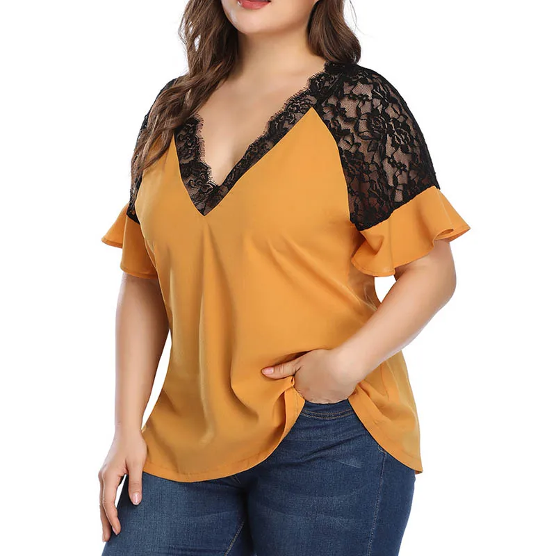 Летняя женская футболка размера плюс, обхват груди 132 см, 5XL, 6XL, 7XL, 8XL, 9XL, женская футболка желтого и красного цветов