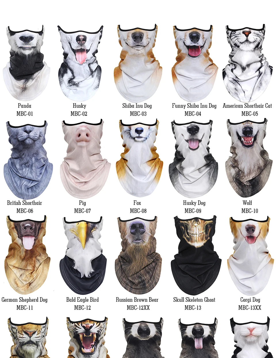 Мода 3D Собака Кошка Животное шеи Gaiter Половина лица маска зимняя теплая крышка шеи труба лицо Щит Флисовая бандана шарф для женщин и мужчин
