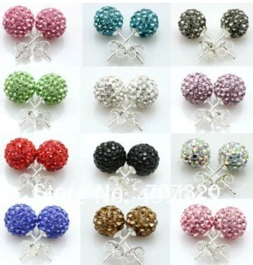 Оптовая продажа 15 пар разноцветные глиняные 10 мм бусины Шамбала Серьги Из