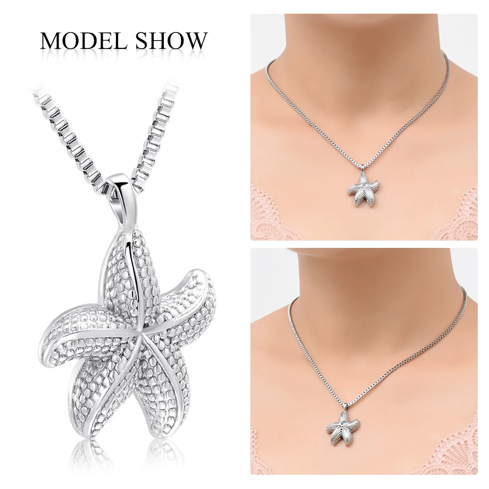 Серебряное ожерелье с кулоном в виде морской звезды из нержавеющей