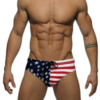 oumuyi mens underwear soft swim brief american flag sexy underpants summer beach swimming suit beach sports suit swimming