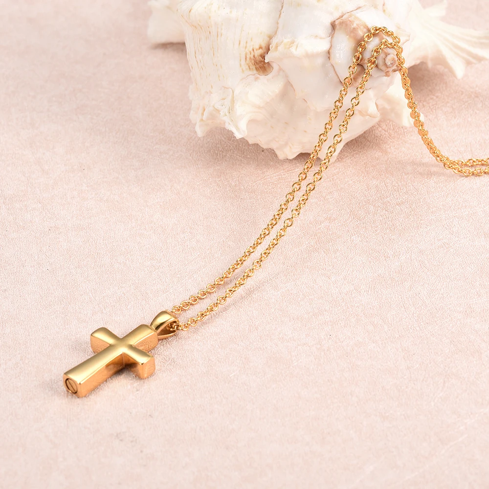 

Trendy Stainless Steel Deft Design Charm Cross Cremation Urns Ashes Pendants Necklaces Women Man