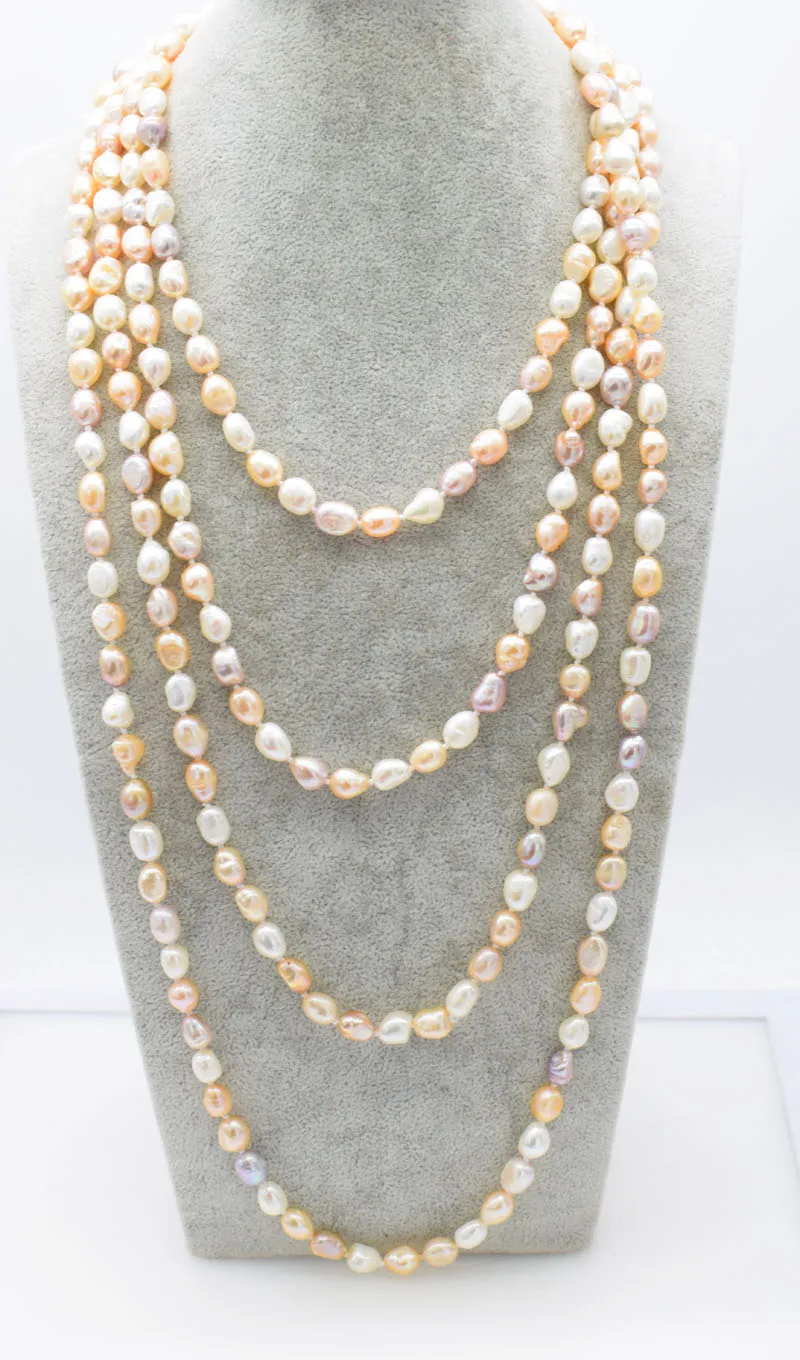 

frershwater pearl 8-10mm white/pink/purple long necklace 43 /85inch wholesale beads nature FPPJ woman 2019