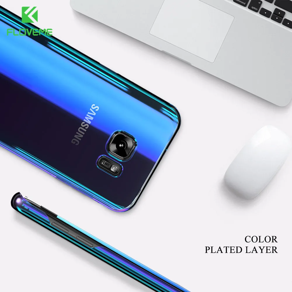 FLOVEME градиентные Чехлы для Galaxy S8 S9 Plus Note 8 прозрачный чехол с гальваническим