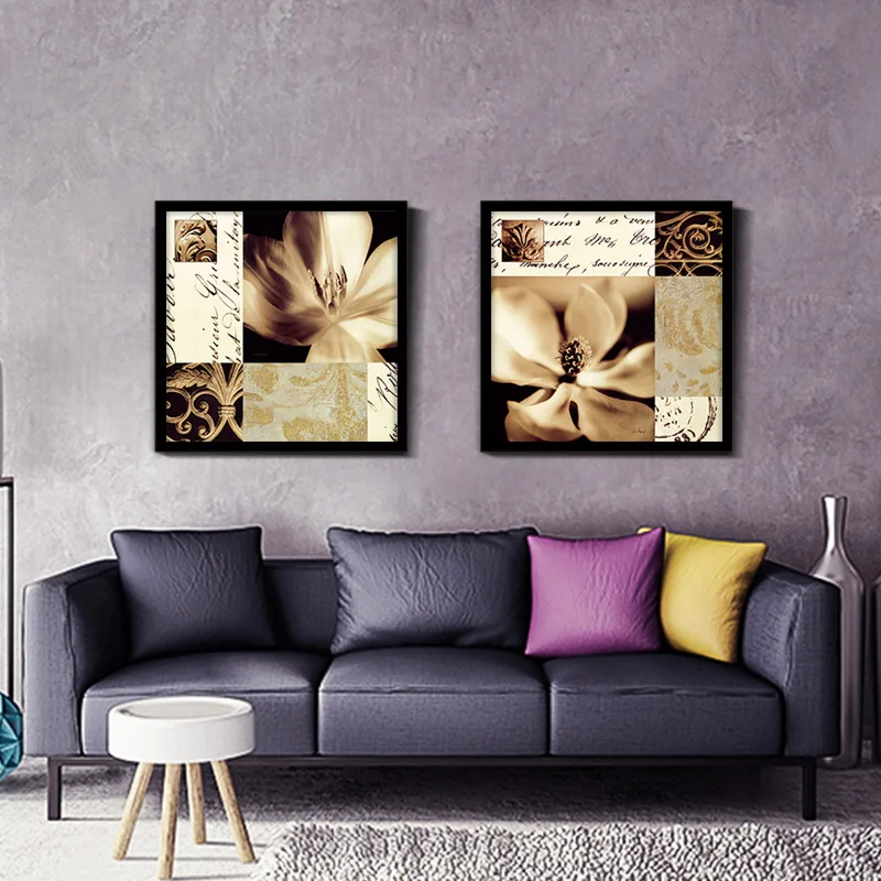 Винтажный стиль цветок холст картина Старый почтовый штамп печать на холсте