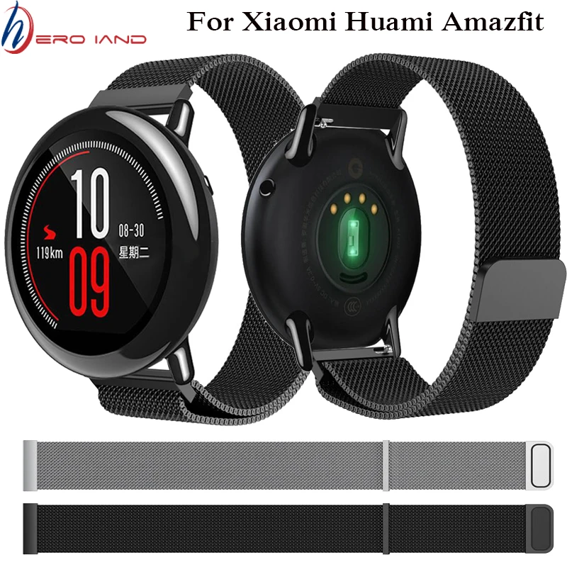 22 мм ремешок Миланская петля магнитная пряжка для xiaomi Huami Amazfit часов браслет из
