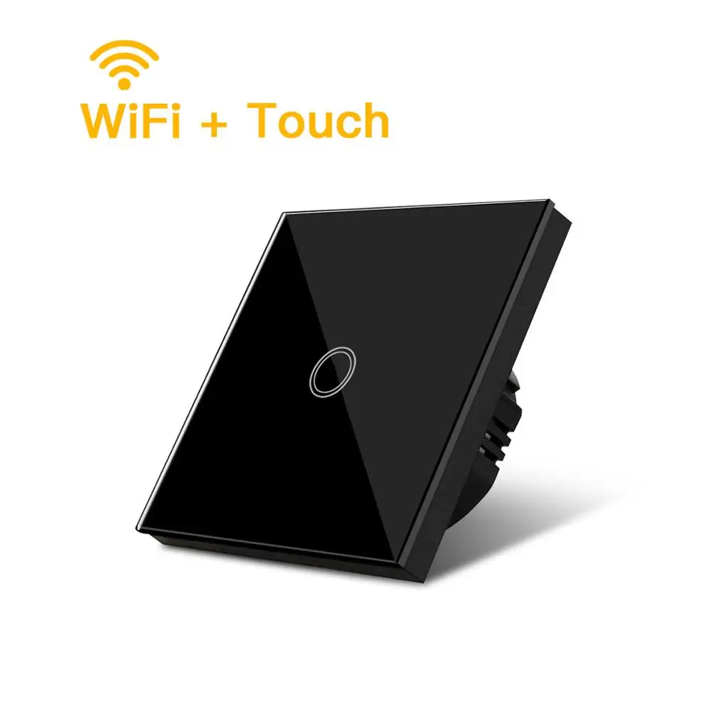 Wifi black 1 gang ЕС Стандартный 1/2/3 банды выключатель света 220 В Smart Touch/настенный Wi-Fi адаптер встраиваемые Стекло Панель Управление модуль Alexa/google home - Цвет: Wifi black 1 gang