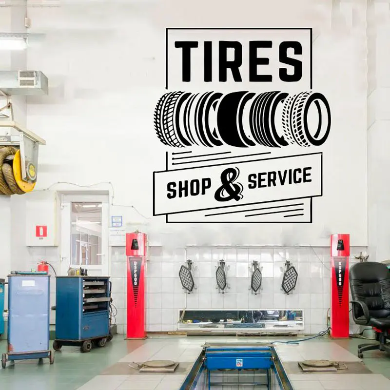 

Tires shop & service Logo Auto Service Vinyl Sticker roll , Tires, Repair,car Studio Shop Window Sticker waterproof CS24