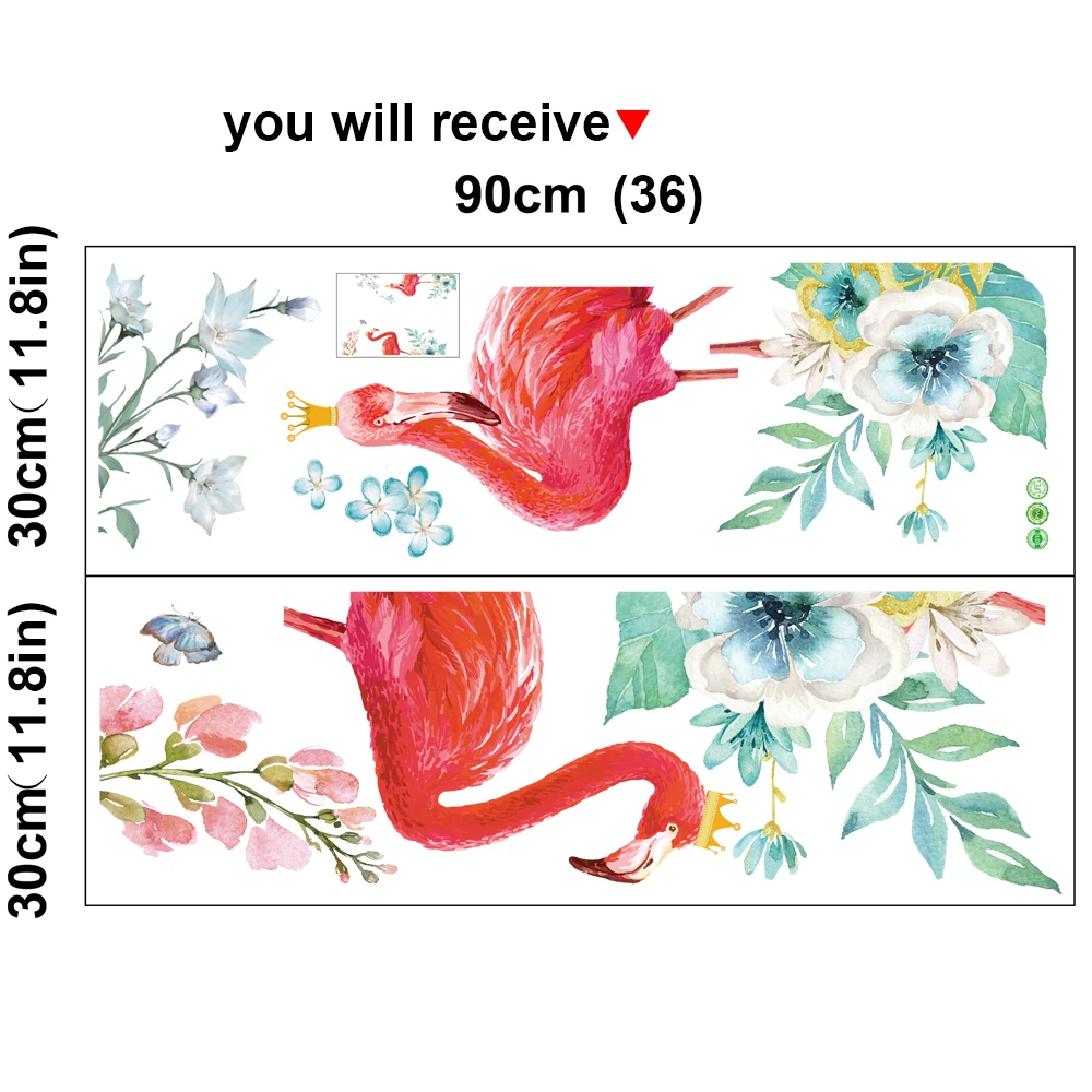 Съемные настенные Стикеры с изображением фламинго тропических цветов листьев