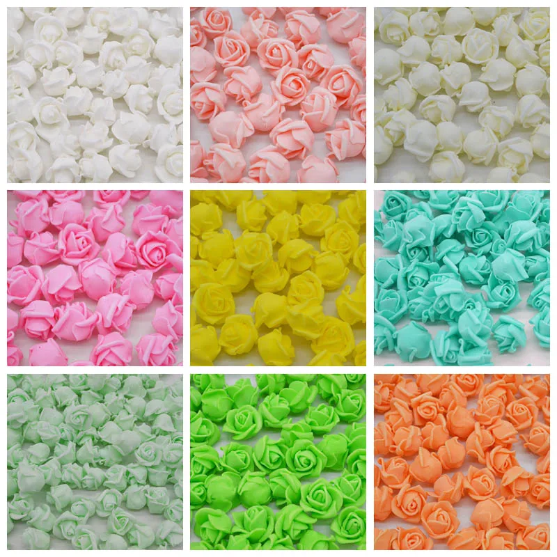 

100pcs Mini 2cm Foam Rose Artificial Flower Wedding Bride Bouquet Party Decoration Birthday Gift Scrapbook DIY Craft Supplies