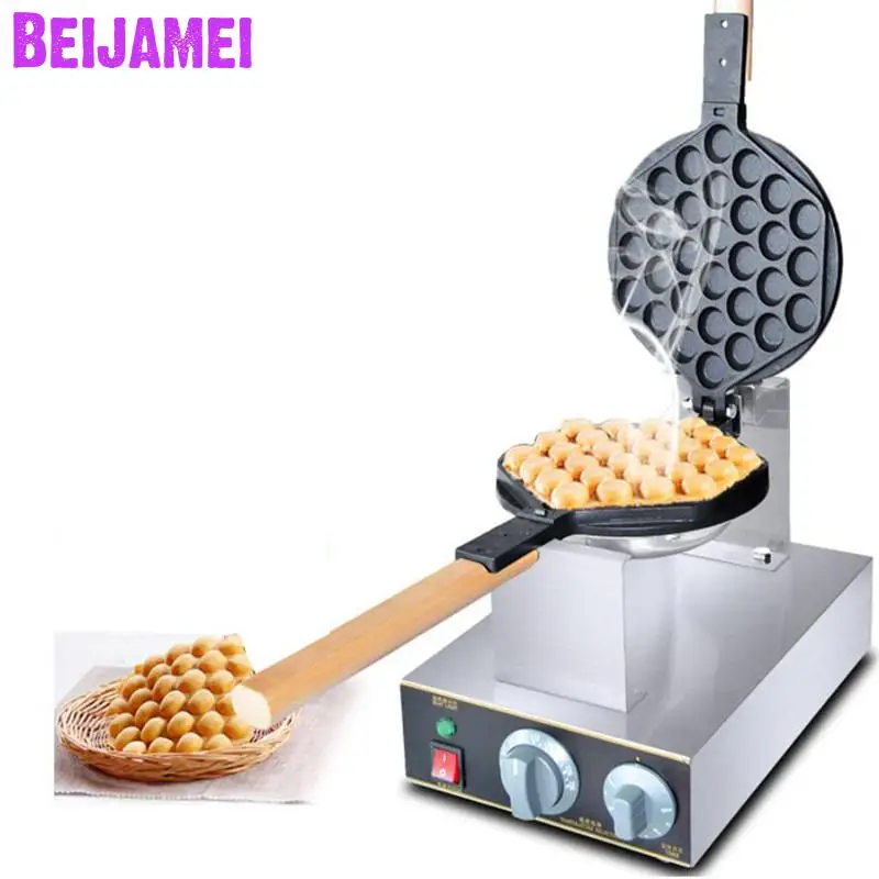 BEIJAMEI Factory Commercial Electric Egg Bubble Waffle Maker Machine Small Eggettes Puff Cake Maker Machine