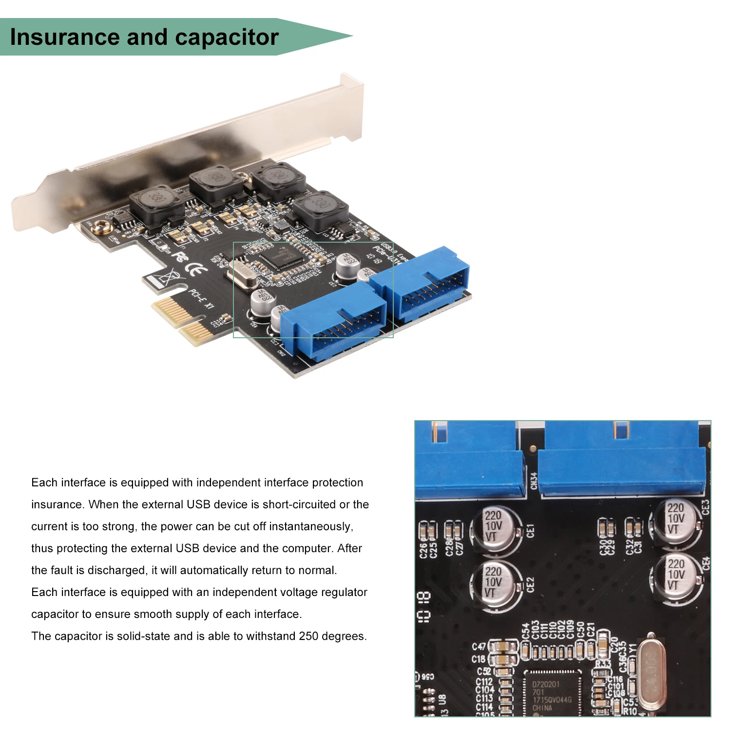 Карта USB Controllor Ubit PCI E к 2 портовому 3 0 19PIN разъемы Расширительная карта с полным и