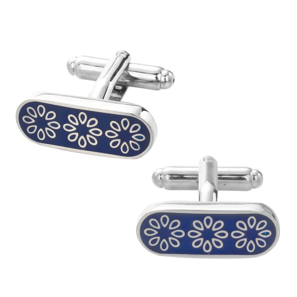 Акция! 3 пары роскошные запонки для мужчин и женщин синие овальные камелии