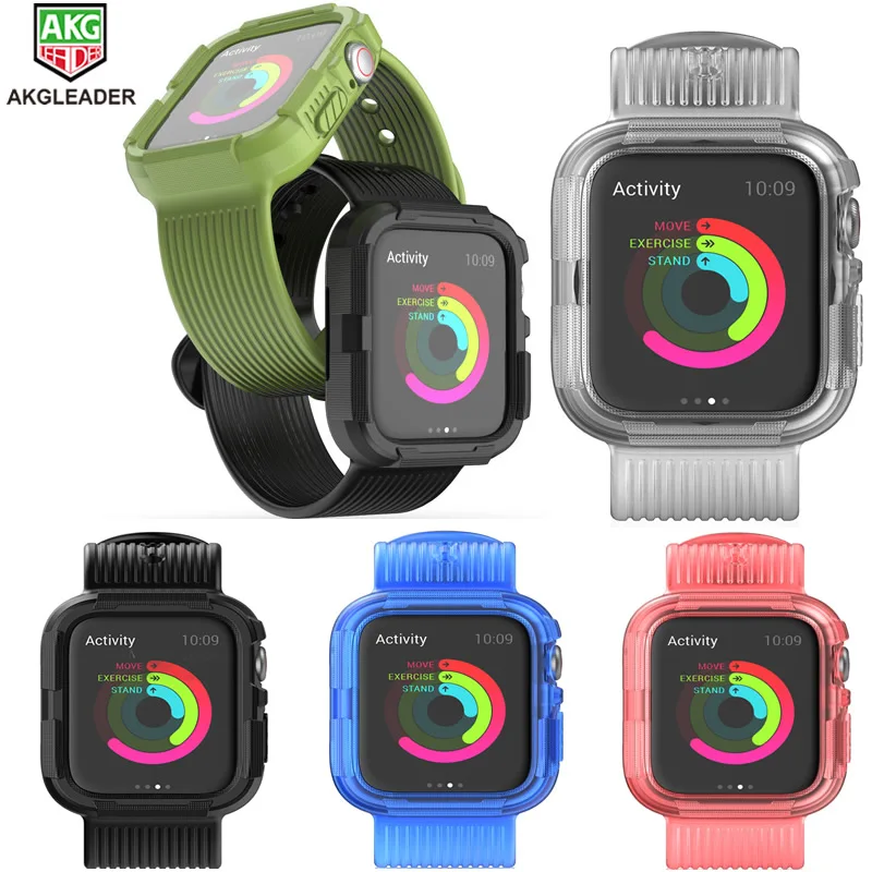 Чехол для Apple Watch 4 44 мм прочный защитный чехол с ремешком 40 Series ремешок