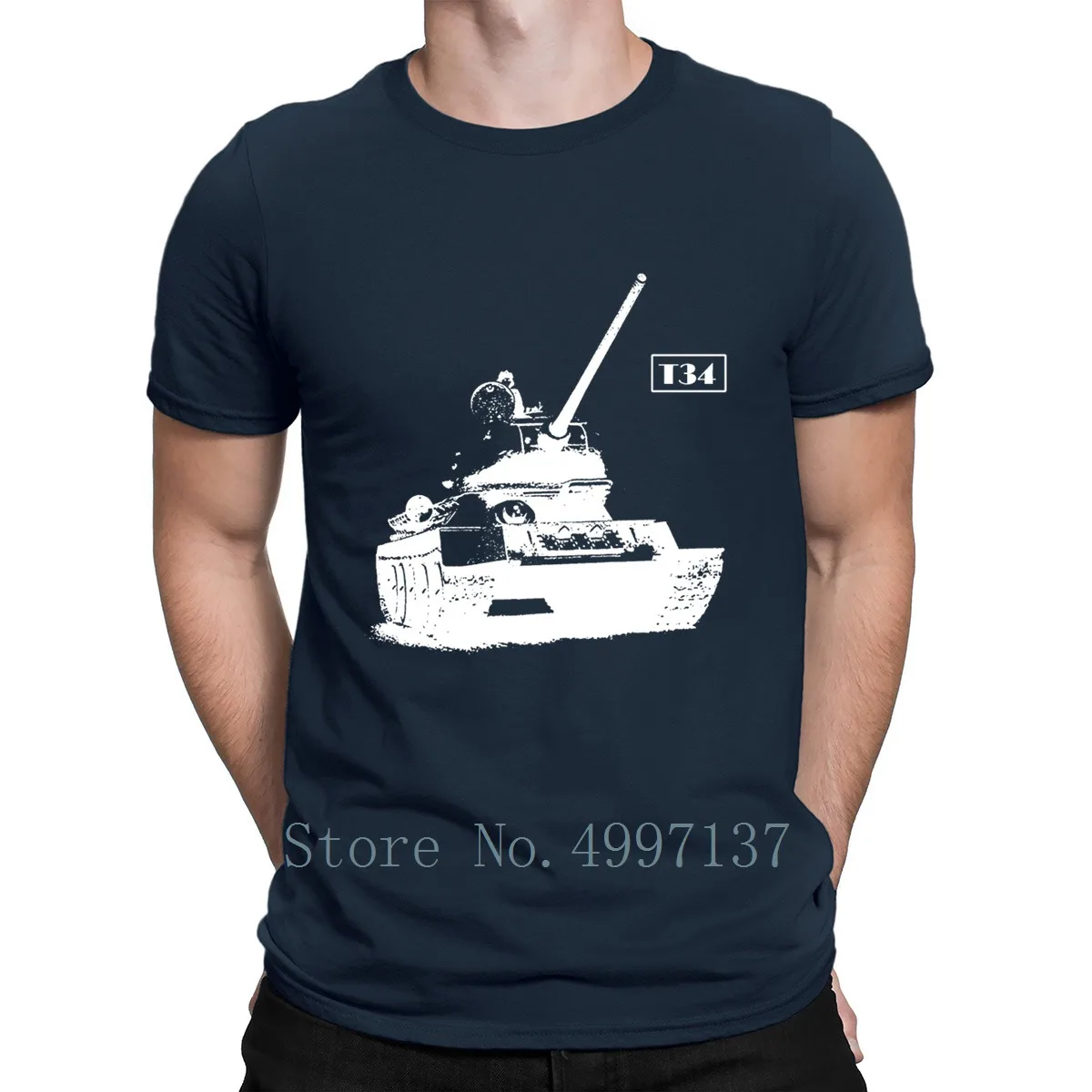 Футболка T34 советская весна-осень хлопок трендовая печать новый размер новая