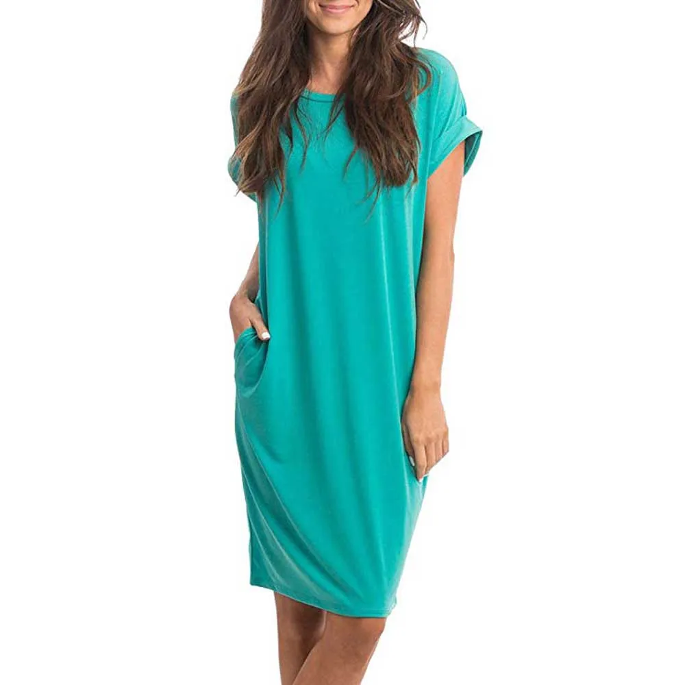 Женское прямое платье JAYCOSIN повседневное однотонное из полиэстера с коротким