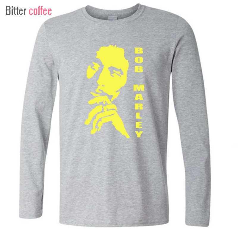 Футболка мужская с длинным рукавом хлопок Забавный принт голова Боба Марли