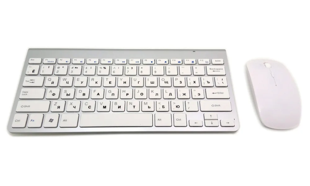 Русская клавиатура ультра-тонкая беспроводная мышь комбо 2 4G для Apple стиль Mac Win