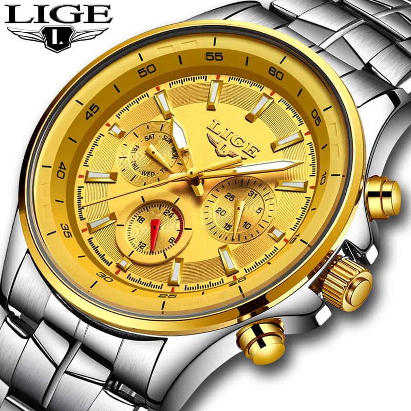Часы Relojes LIGE мужские модные армейские кварцевые водонепроницаемые|Кварцевые