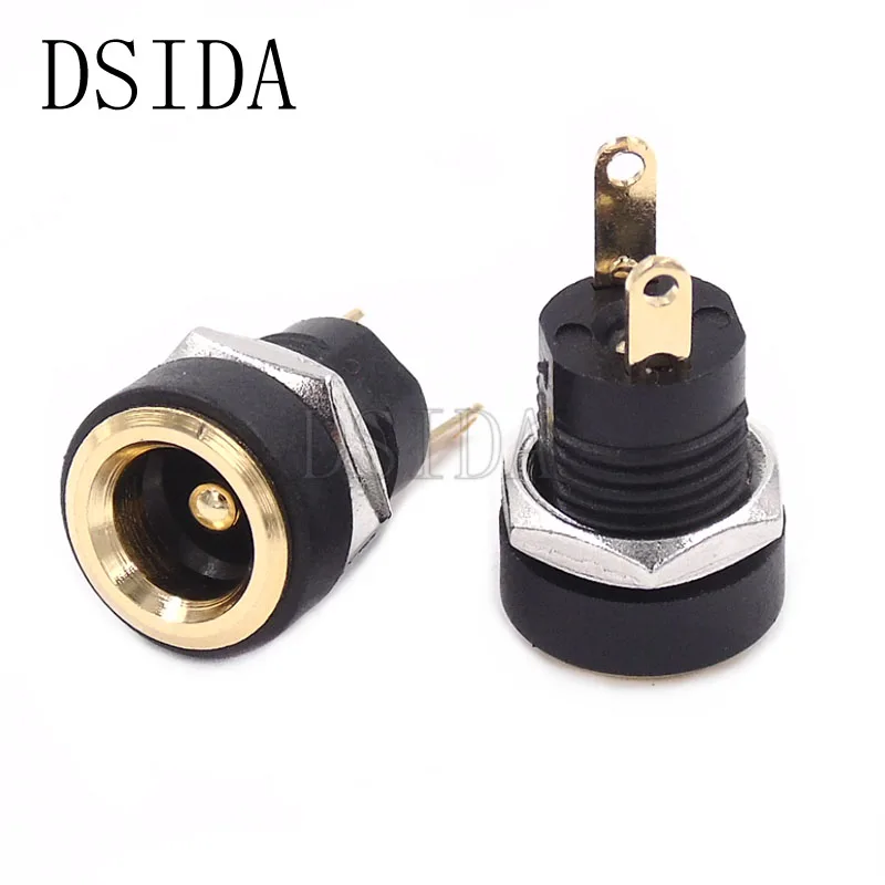 10 шт./лот, золотой DC-022B, 5,5x2,1 мм, 5,5X2,1 мм, Женский адаптер питания постоянного тока, разъем постоянного тока, DC022B, разъем питания постоянного тока, Штекер 5,5*2,1 мм - Цвет: golden female