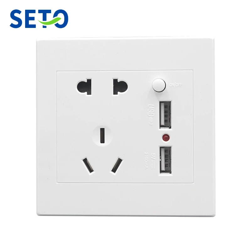SeTo 86 тип двойной порт USB зарядка + пять отверстий питания розетка панель настенная