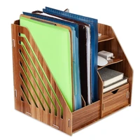 diy wooden magazine desk organizers book holder stationery storage holder stand shelf rack multifunctional case