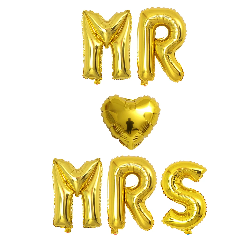 6 шт 16 дюймов цвета розового золота с буквенным принтом воздушных шаров MR MRS