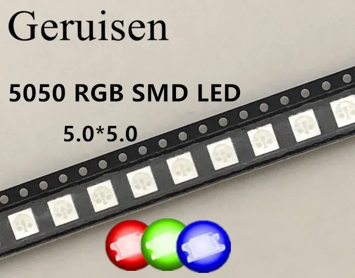 50 шт. ультра яркий SMD LED 5050 RGB светодиодный Красный Синий Зеленый SMT PLCC-6 S | Освещение