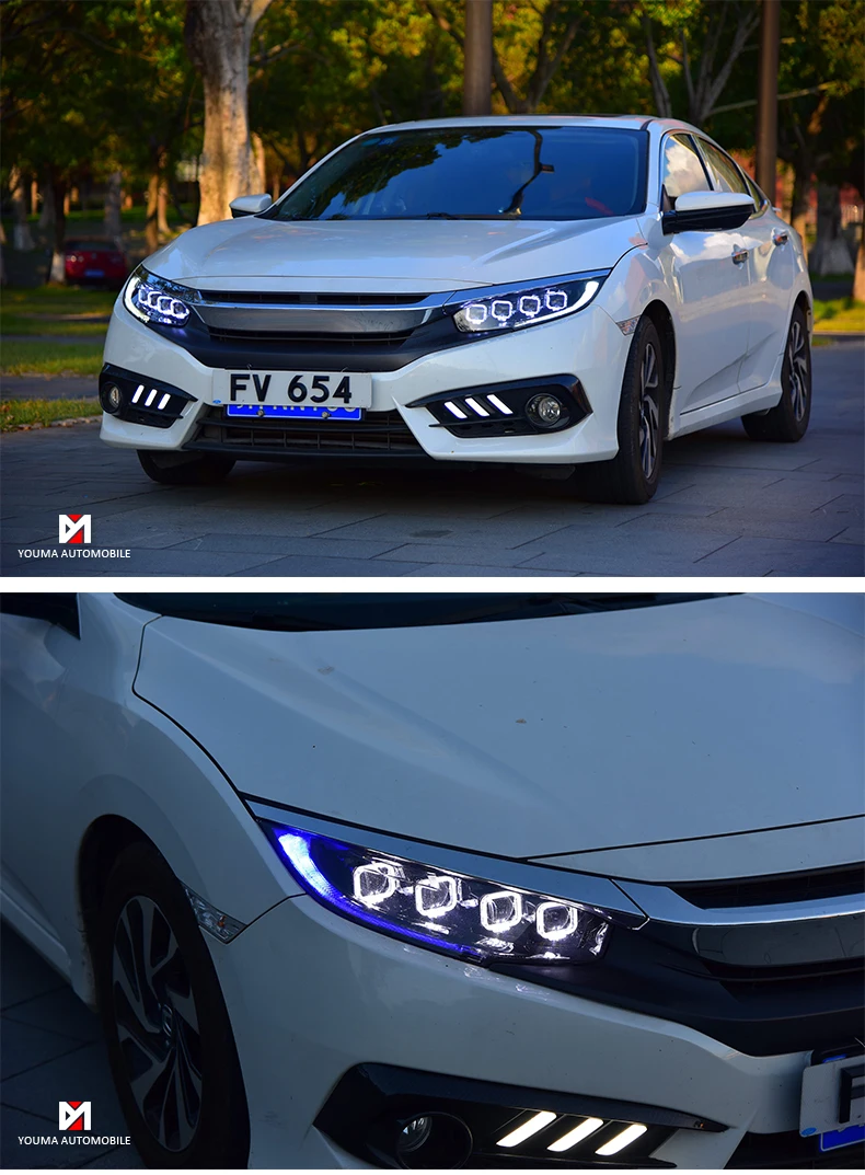 Автомобильный Стильный чехол на голову для Honda Civic- фары светодиодный Honda Civic фары DRL Линзы Двойной Луч би-ксенон HID