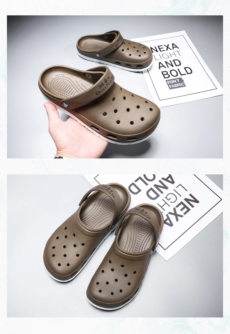 Crocse Crocks/мужские сандалии для бассейна; летняя Уличная обувь для пляжа; мужские садовые Сабо без застежек; Повседневная водонепроницаемая обувь для душа; Crock