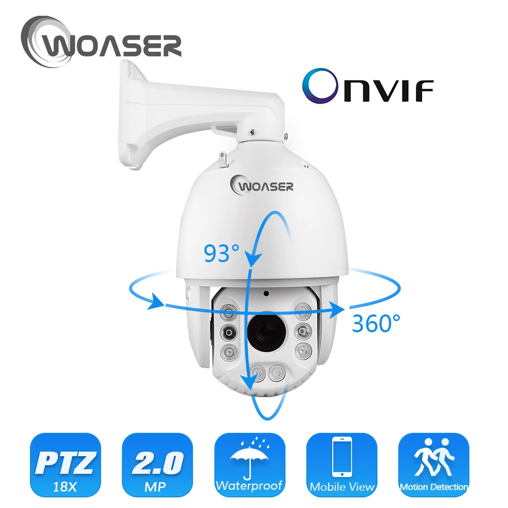 Woaser 18x моторизованный 1080 P 2mp auto zoom 4.7 84.6 mvarifocal ИК объектива 120 м Sony imx322 Onvif HD