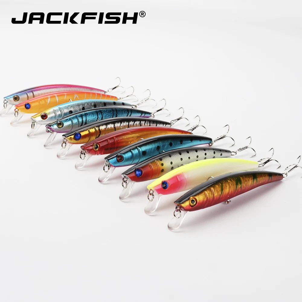 JACKFISH гольян красочная рыболовная приманка 10 шт./лот 12 см/10 г 3D с глазами полосатые