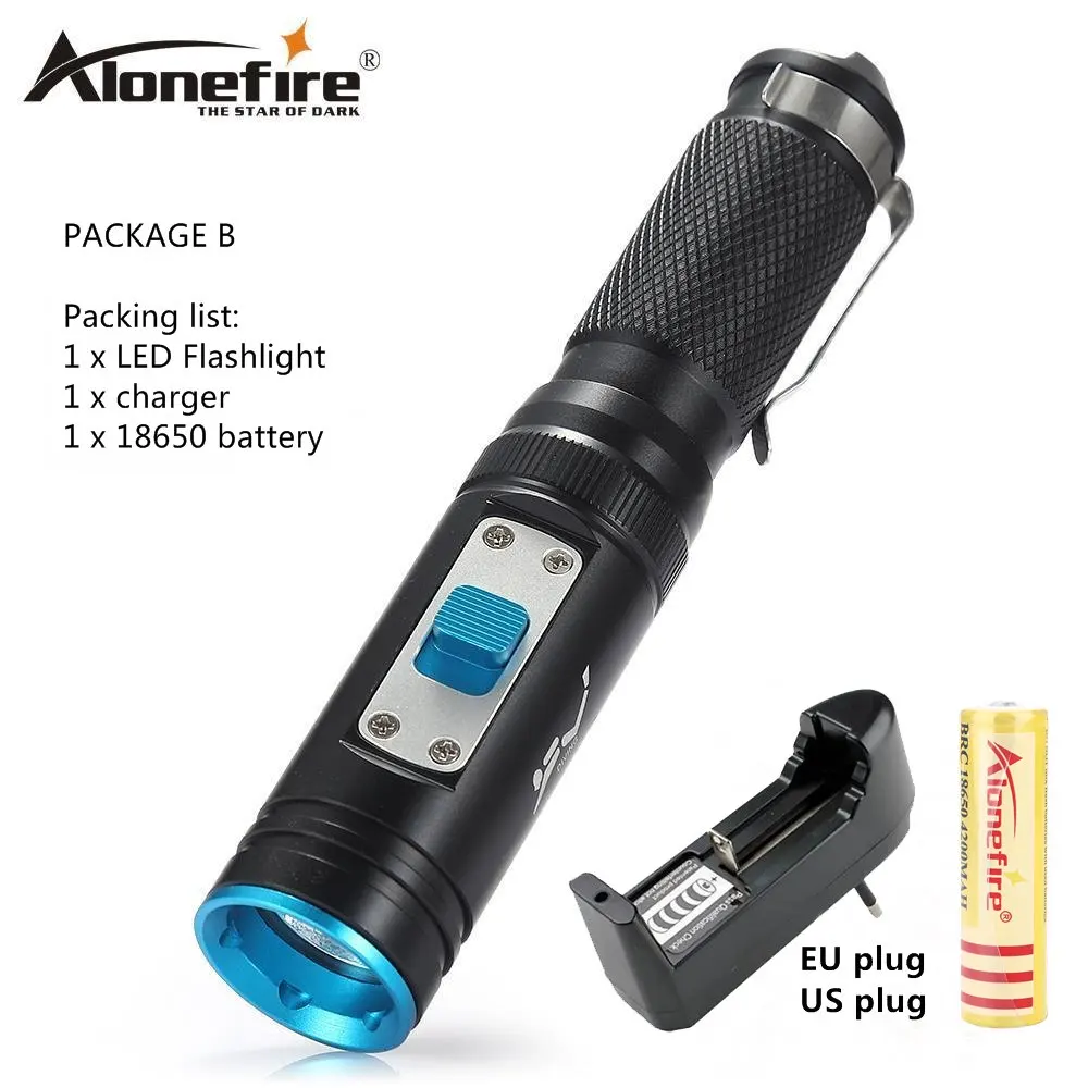 PACKAGE B AloneFire DV50 светодиодный фонарик для дайвинга CREE XM-L2 80 м водонепроницаемый тактический фонарь для дайвинга с функцией памяти - Испускаемый цвет: PACKAGE B