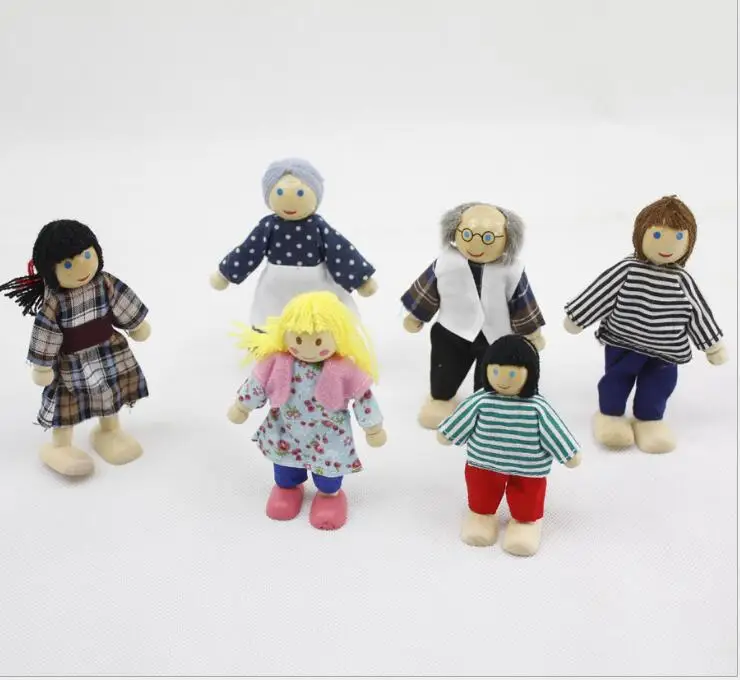 6 шт./компл. детская семейная деревянная кукла Подвижная интерактивные подарки на