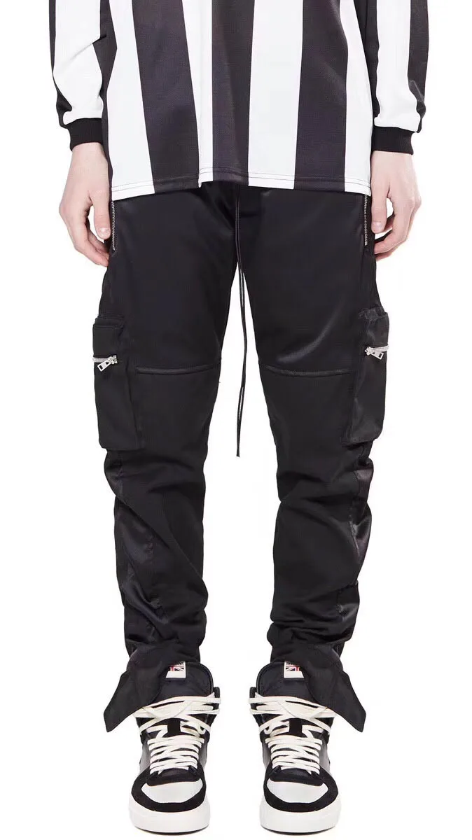 Марка New Fashion Hi Street черный цвет, для мужчин в стиле милитари карманы track Штаны пробежки Брюки-карго