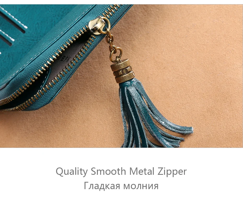 Модный Элегантный женский кошелек из спилка с короткими кисточками, дизайнерский держатель для карт на молнии, Женский кошелек для монет, женский кожаный кошелек