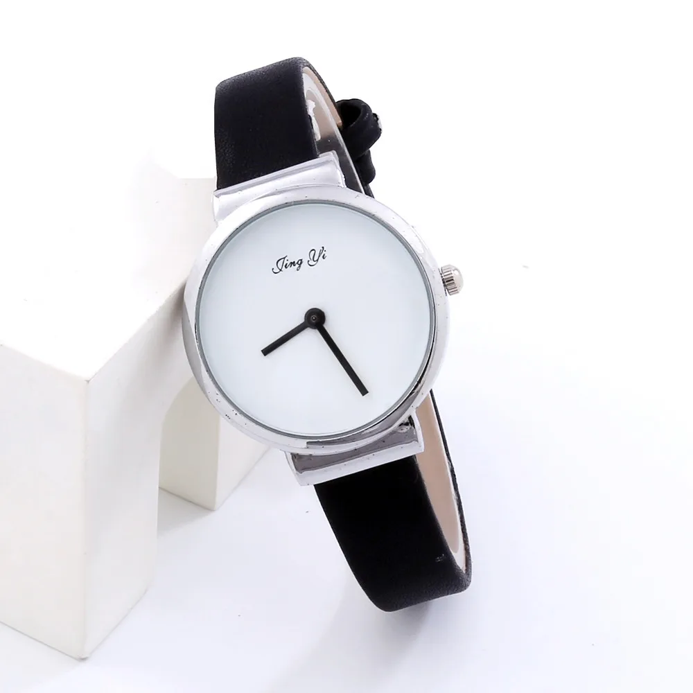 Мужские Простые Модные кварцевые кожаные Наручные часы черные белые Reloj de hombre