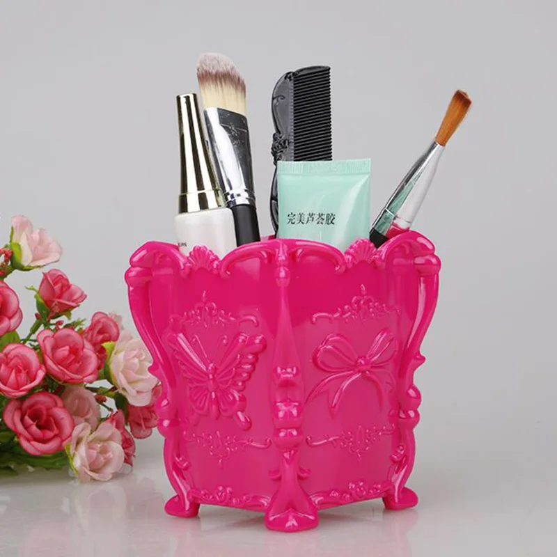 Rose Pink Бабочка Косметическая пластиковая Кисть для макияжа держатель ручки Органайзер контейнер коробка для хранения - Цвет: Rose Pink