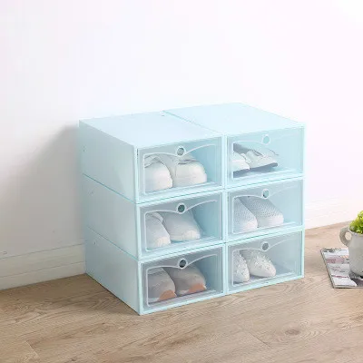 6PC DIY Пластиковые обувные коробки 6 шт утолщенная прозрачная откидная крышка коробка для хранения обуви многофункциональная наборная прямоугольная коробка для хранения ящиков - Цвет: 6PC
