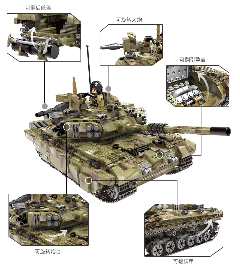 2019 Совместимость с Legoed военная армия 2 мировая война Танк вертолет строительные