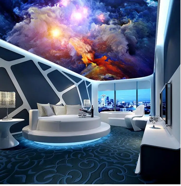 Watercolor sky ceiling Modern European hotel KTV 3d wall mural wallpaper Home Decoration | Обустройство дома
