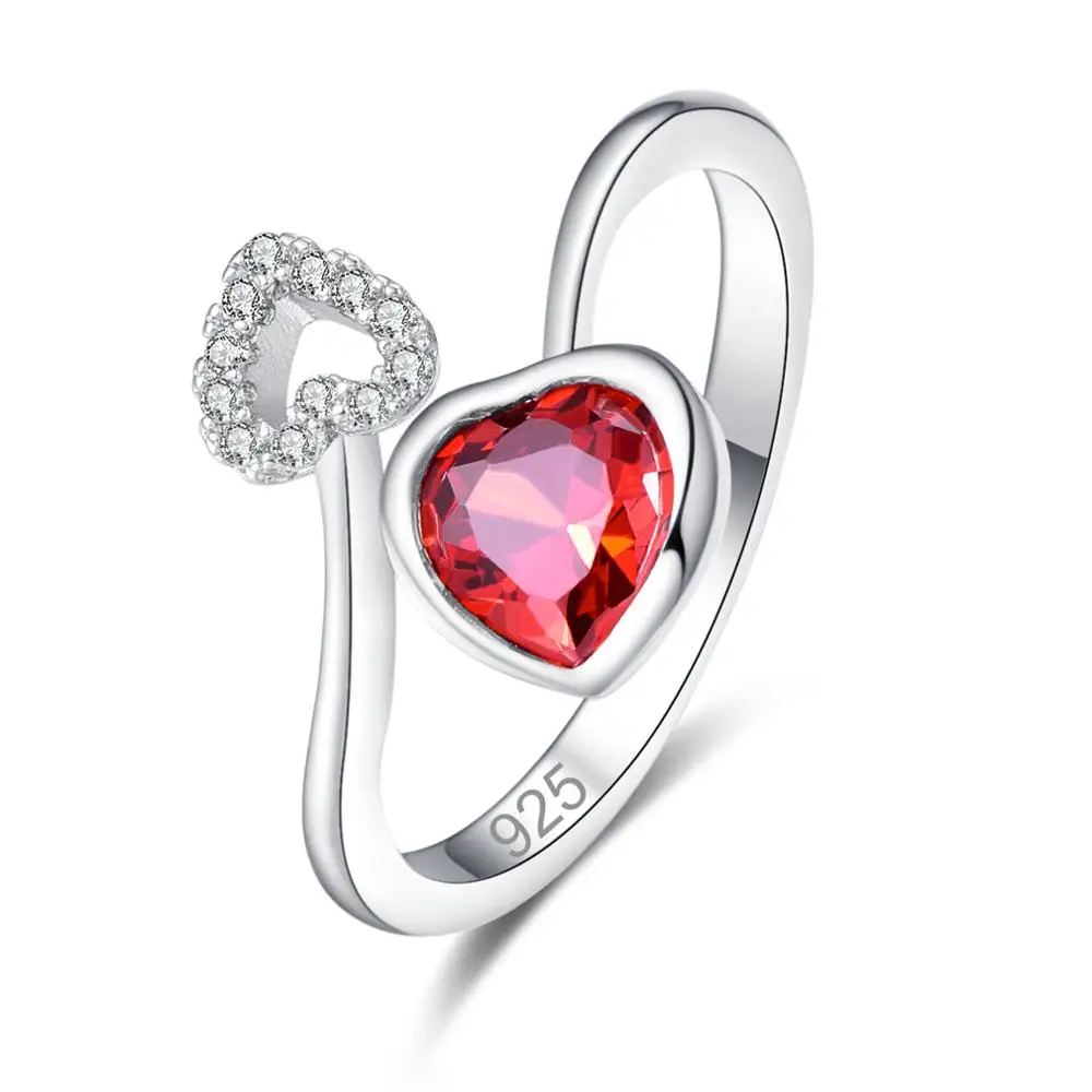 Double Heart Fashion Garnet &amp White 925 Silver Ring Wedding Romantic Jewelry | Украшения и аксессуары