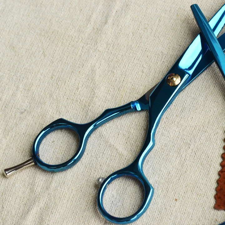 

Professional hair scissors high quality Bule titanium the hair cutting scissors 5.5 inch shear and 5.5inch cutting scissors
